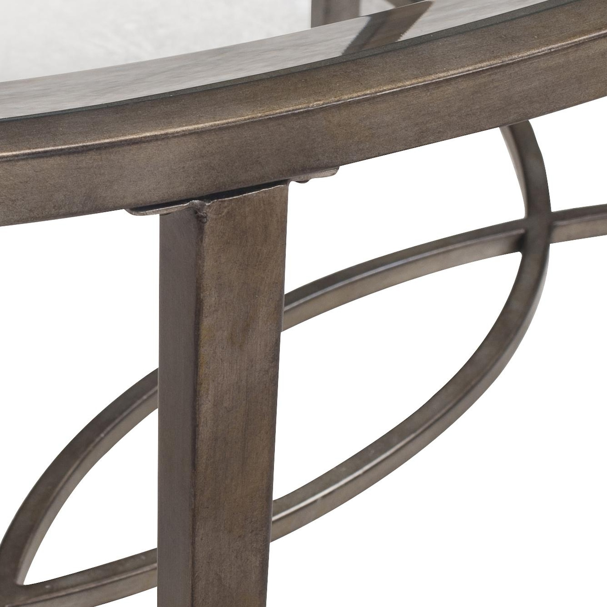 Magnussen Home Copia Occasional Tables 613715373 Transitional Metal and Glass Oval Cocktail ...